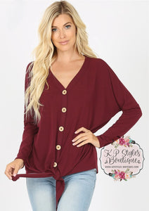 Give Me Warmth Burgundy Waffle Knit Top