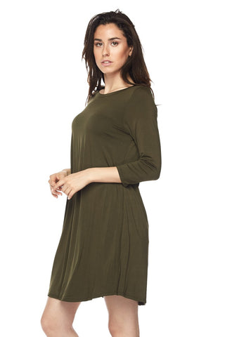 Simple Style Olive Long Sleeve Tunic Dress {Plus Size}