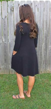 Love Begins Black 3/4 Sleeve Tunic Dress