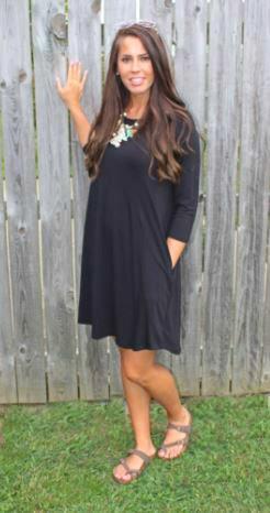 Love Begins Black 3/4 Sleeve Tunic Dress