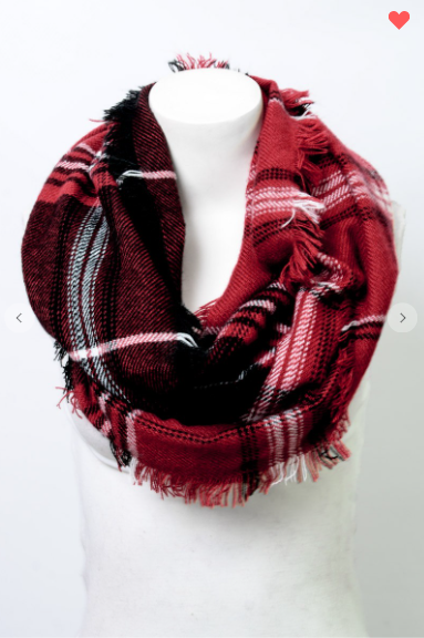 Red Plaid Infinity Blanket Scarf