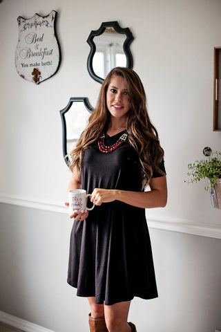 Tried & True Black Vneck Tunic Dress