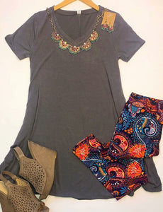 Tried & True Light Grey Vneck Tunic Dress