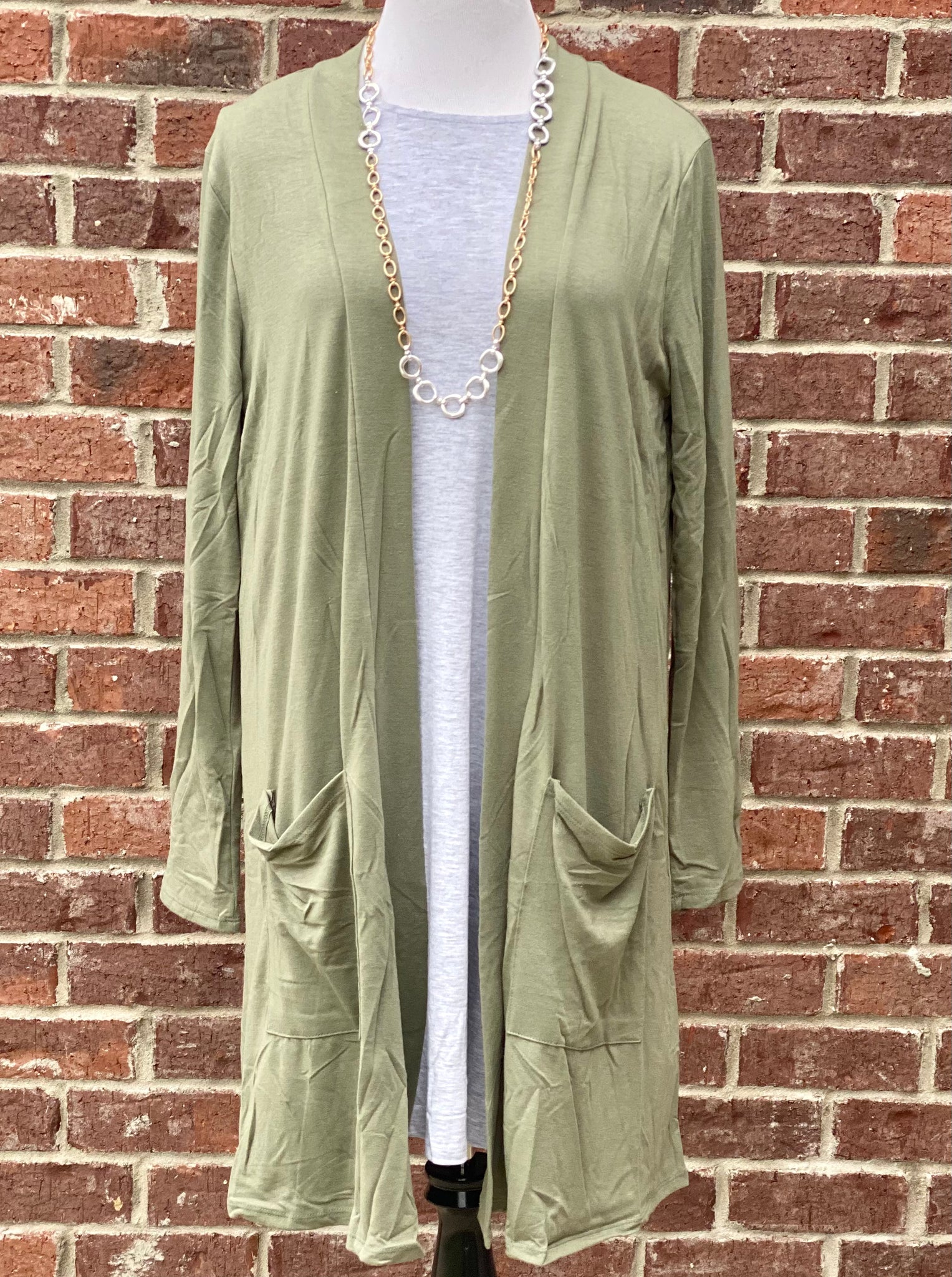 Light Olive Slouchy Pocket Cardigan {Plus Size}