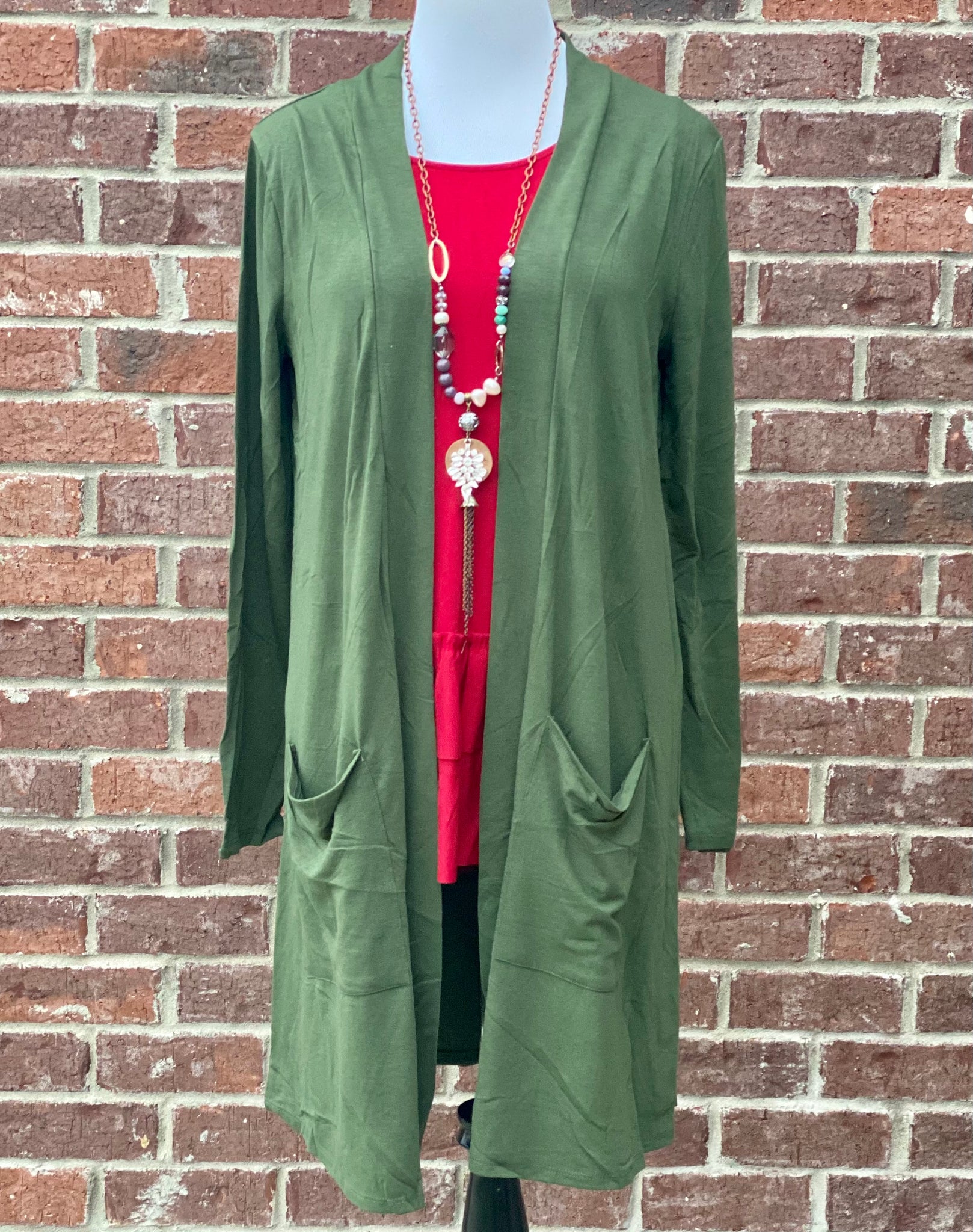 Army Green Slouchy Pocket Cardigan {Plus Size}