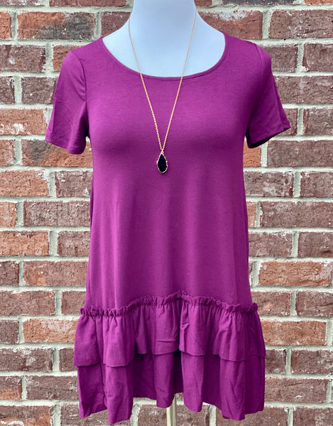 Turn To You Dark Plum Ruffle Tee