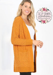 Crushin' on Ya Mustard Popcorn Cardigan