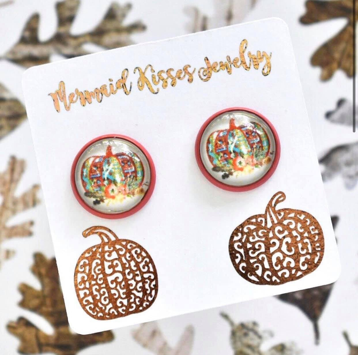 Aztec Pumpkin Stud Earrings