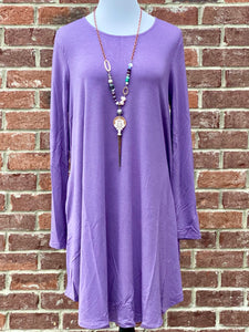 Simple Style Lilac Long Sleeve Tunic Dress {Plus Size}