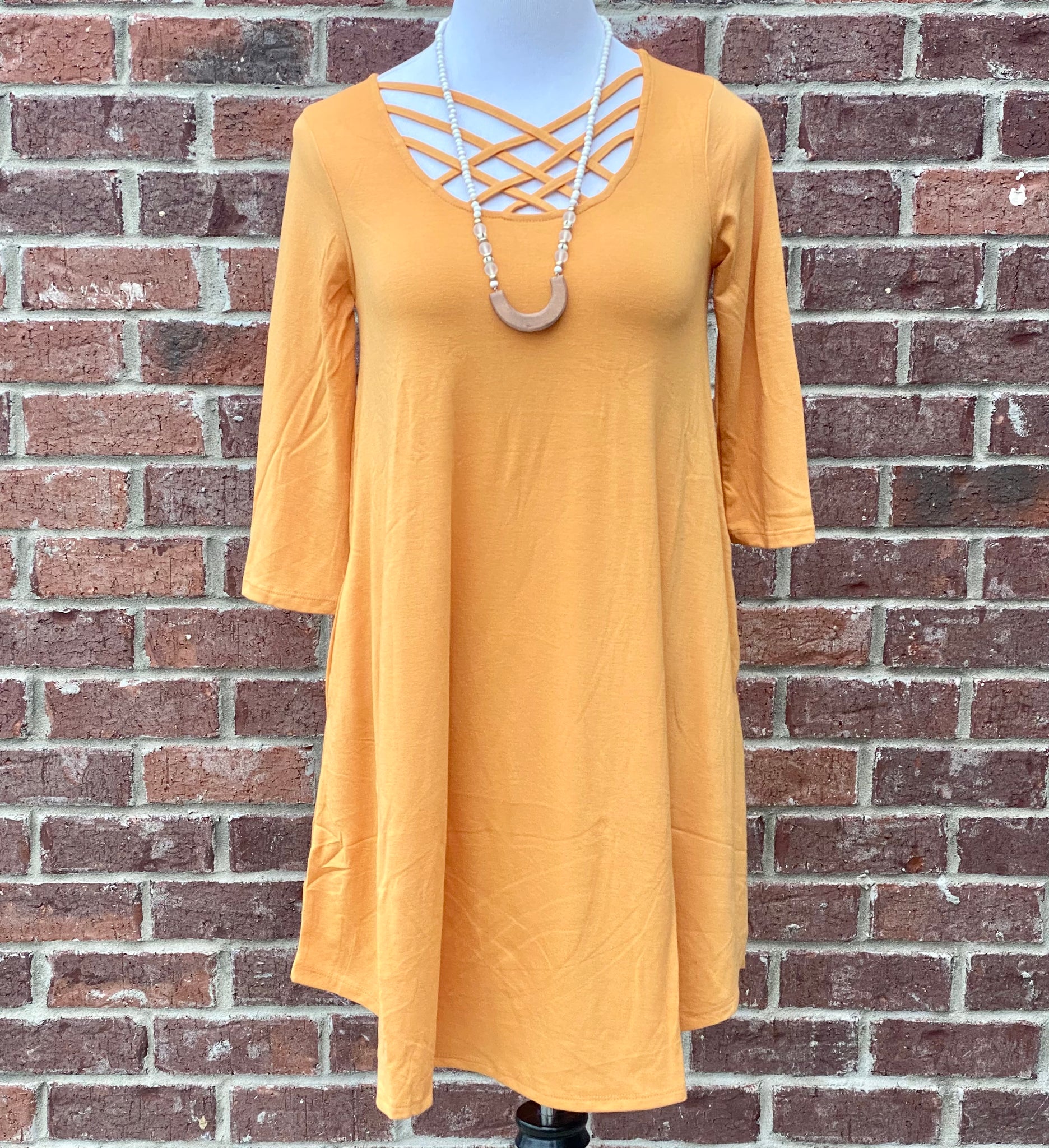 Old Tricks Ash Mustard Lattice Tunic with Pockets