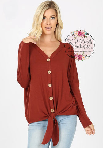 Give Me Warmth Rust Waffle Knit Top