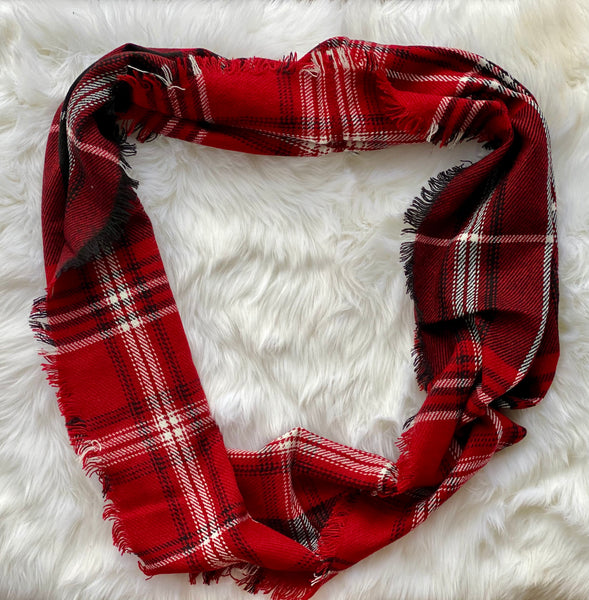 Red Plaid Infinity Blanket Scarf