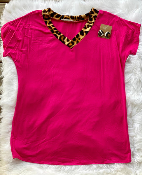 Leopard Tribe Fuchsia Top