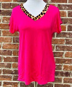 Leopard Tribe Fuchsia Top