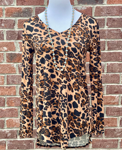 Wild Thing Leopard V-Neck Hi-Low Top