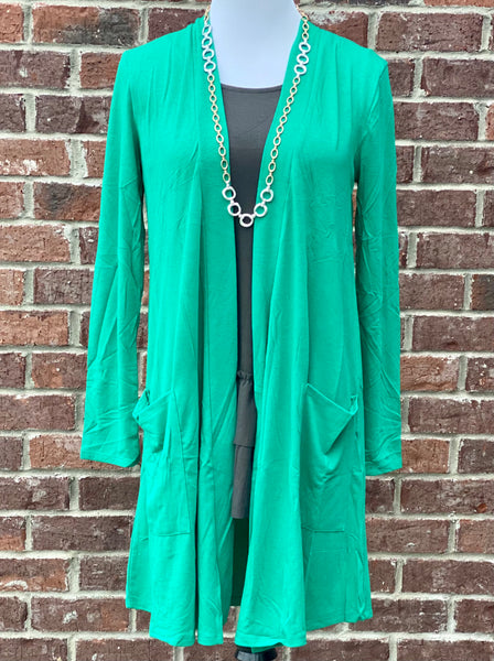 Kelly Green Slouchy Pocket Cardigan