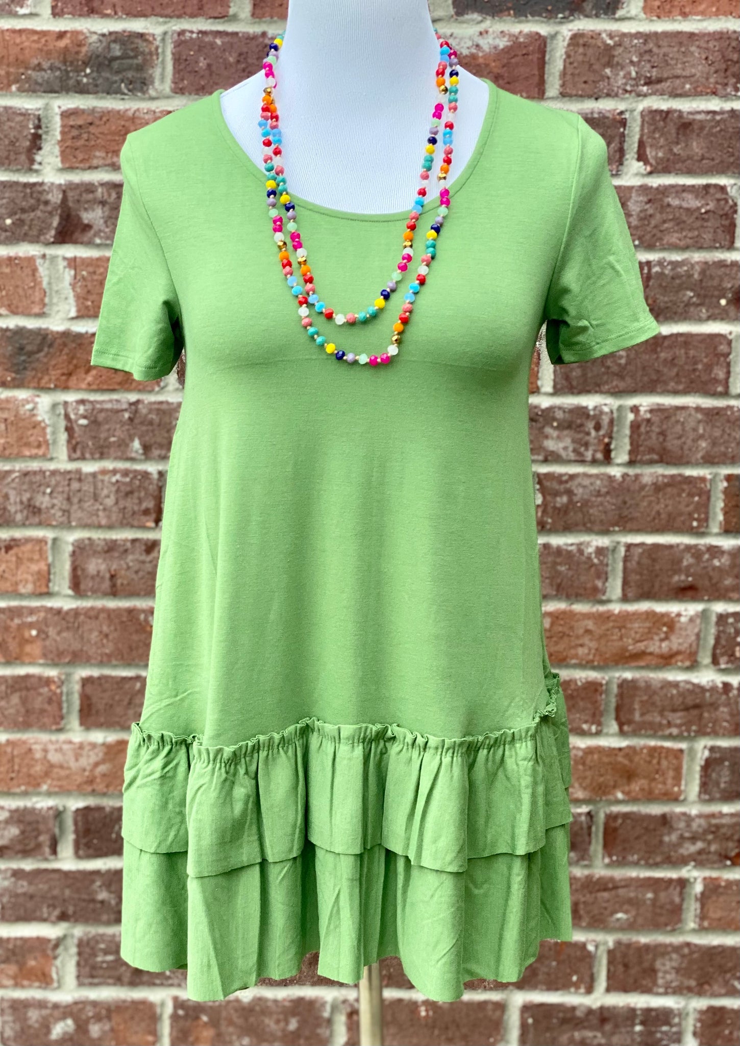 Turn To You Kiwi Green Ruffle Tee