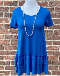 Turn To You Sapphire Blue Ruffle Tee